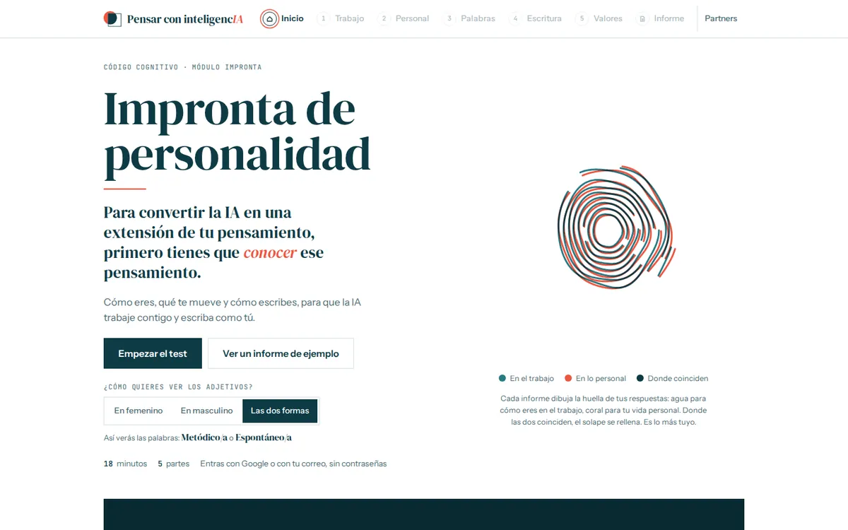 Web de Pensar con inteligencIA en escritorio