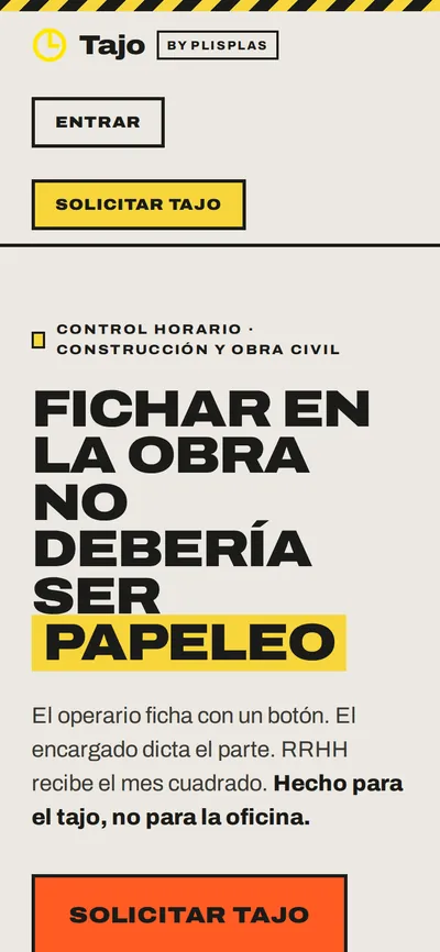 Web de Tajo en móvil