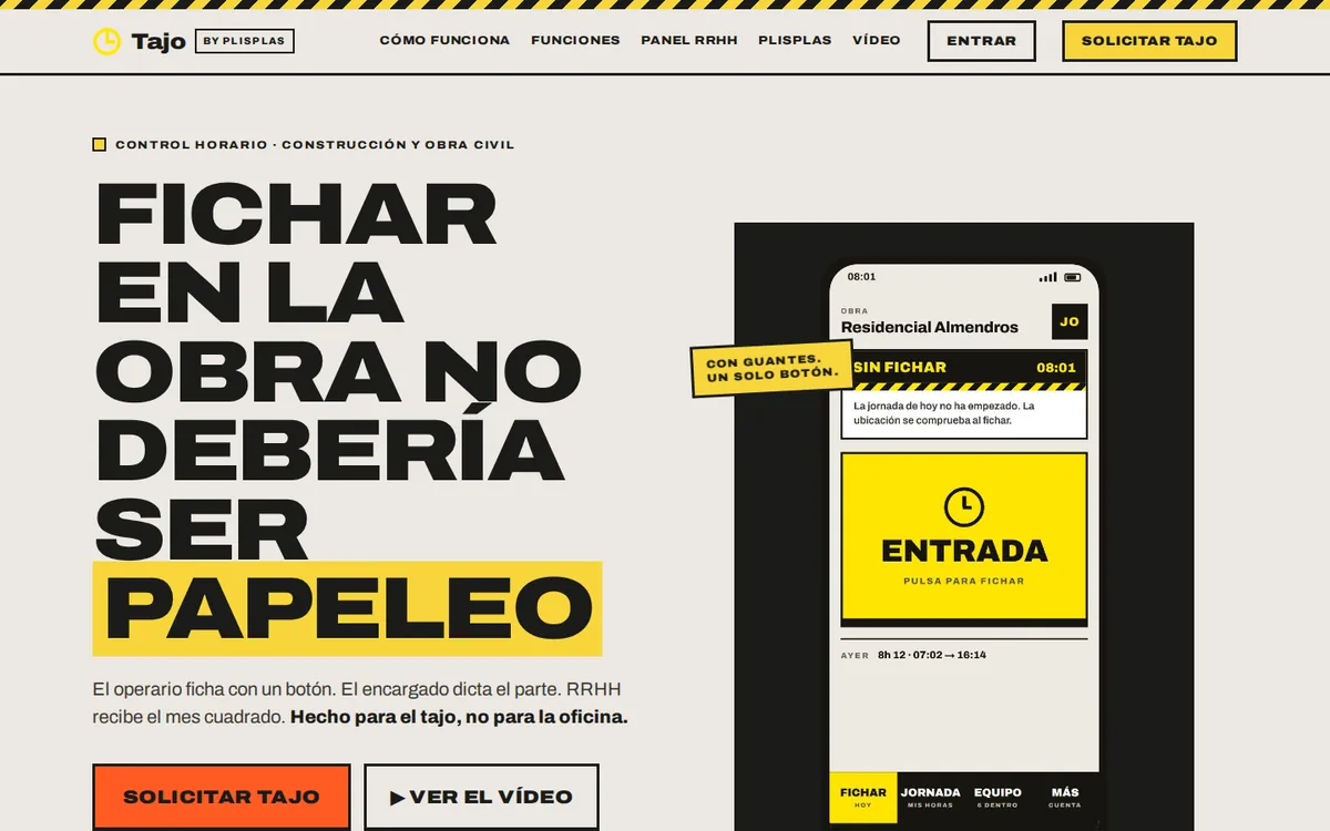 Web de Tajo en escritorio